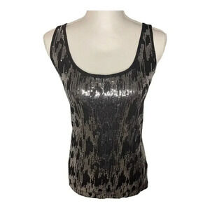 Calvin Klein Women’s Small Sequined Black & Silver Sparkle Sleeveless‎ Tank Top